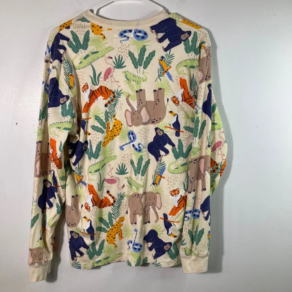 Landry's Adult Large‎ Pajama Set Long Sleeve Pants Cream Jungle Animals Print L